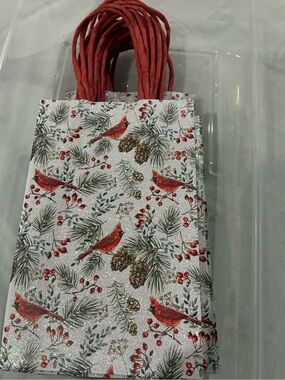 Festive Red Cardinal Print Gift Bag lot of 12
